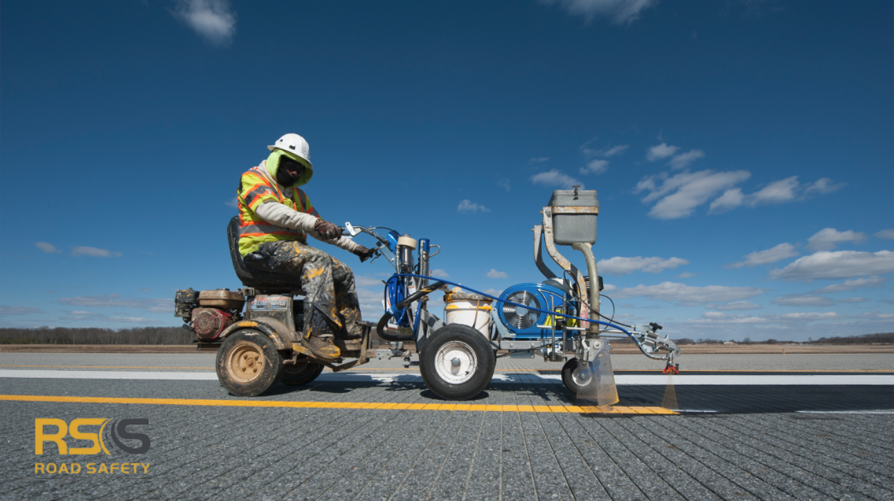 Striping equipment on site